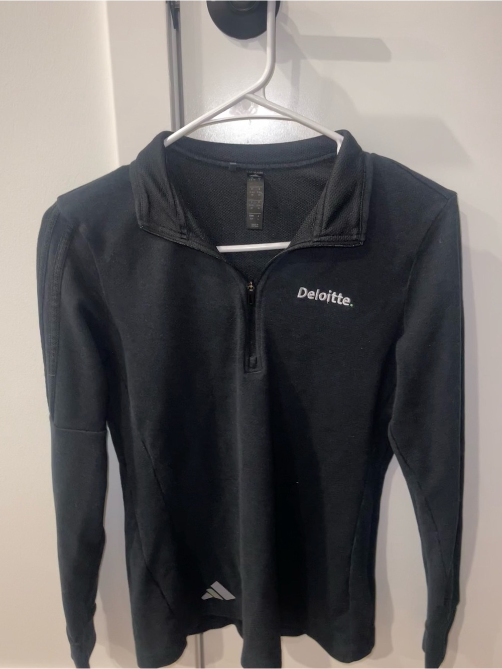 Deloitte Adidas Women's Black Quarter-Zip Pullover Sweater